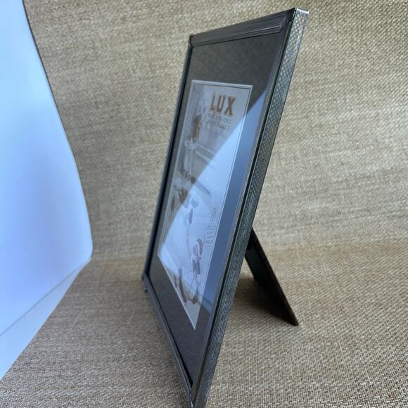 Vintage Art Deco Silver Metal Picture Frame 10x13 Etched Corners Velour Back - Picture 9 of 13